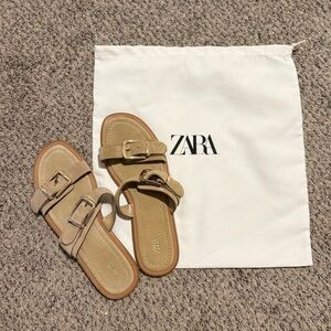 Zara Tan Slide Sandals